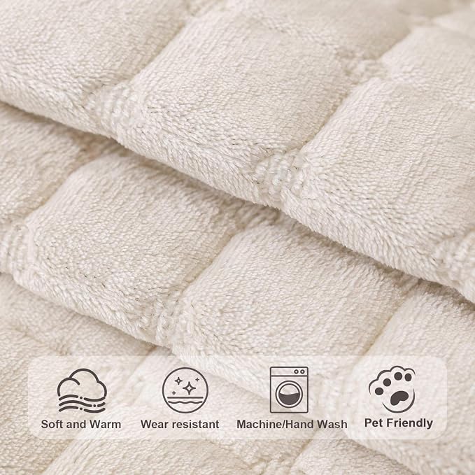 Velvet Washable Couch Cover for Pets Dogs, Non Slip Sectional Sofa Covers for 3 Cushion Couch Sofa L Sharped Sofa Slipcovers, Furniture Protector (1 PCS 36"x82", White)
