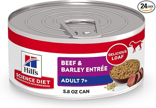 Hill's Science Diet Adult 7+ Wet Dog Food, Beef & Barley, 5.8 oz. Cans, 24-Pack