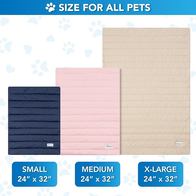 PetAmi Dog Cooling Mat, Q-Max Pet Cooling Blanket with Thick Cushioning, Self Cooling Pad for Dogs & Cats, Reversible Summer Mat for Crate, Couch, Kennel, Taupe/Beige, Large (40x60)
