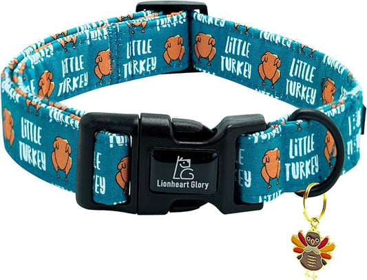 Lionheart glory Thanksgiving Dog Collar-Turkey Fall Cute Dog Collars with Plastic Buckle Duty Soft Adjustable Collar for X-Small Puppy Dogs Girls Boys Collars Party Pet Gift