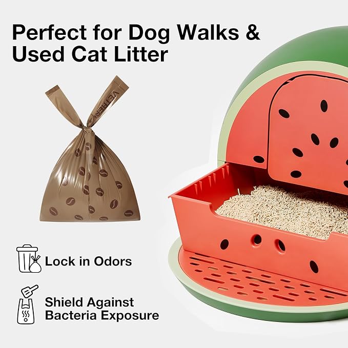 VETRESKA Dog Poop Bags with Handles 450 Count, Coffee Scented Waste Bags, Leak-Proof Thick Dog Bags for Poop, Easy-Tie Large Poop Bags, 30 Refill Rolls with 1 Dispenser for Dog Walking Cat Litter