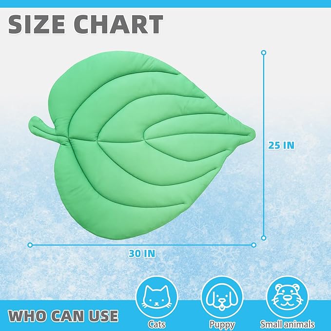 KOOLTAIL Cat Cooling Mat, Upgraded Two Sided Cooling Pad for Dogs Cats Puppy, Soft Summer Pet Sleeping Blanket Kennel to Keeping Cool, Washable Dog Mats for Crate Sofa Bed Outdoor Indoor, Leaf Shaped