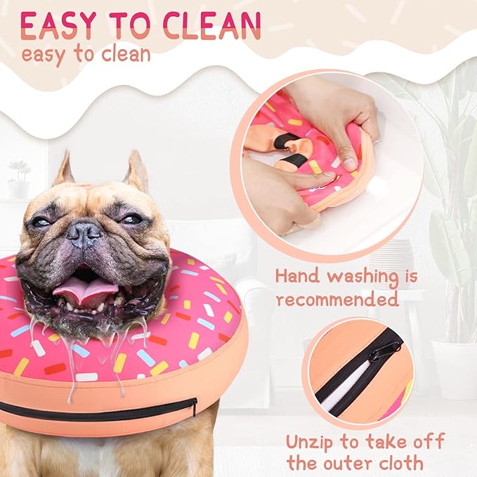 Supet Inflatable Dog Cone Collar Alternative After Surgery, Doggie Neck Donut Collar Recovery ECollar, Soft Dog Cone for Small Medium Large Dogs