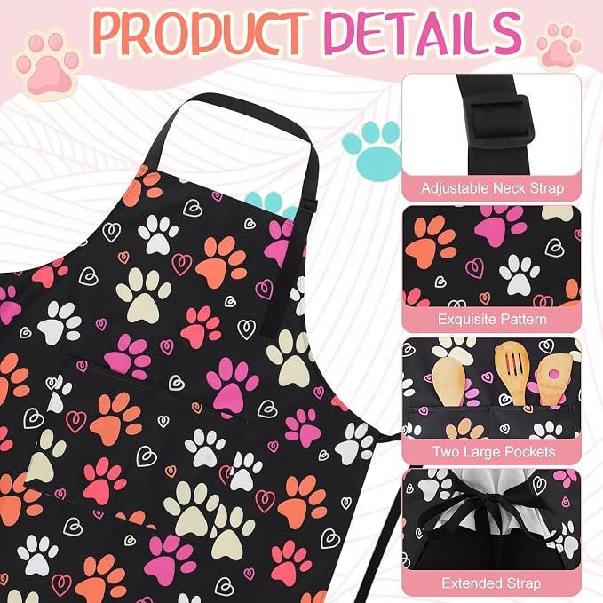 Dog Grooming Waterproof Apron with 2 Pockets, Cute Animals Puppy Dog Pets Apron