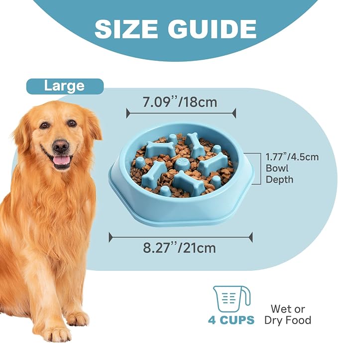 Slow Feeder Dog Bowls Anti Gulping Reduces Gastric Burden Prevents Bloat and Digestive Issues Safe Durable Material Easy to Clean Puppy Slow Feeder Bowl for Healthy Eating Excess Energy Management