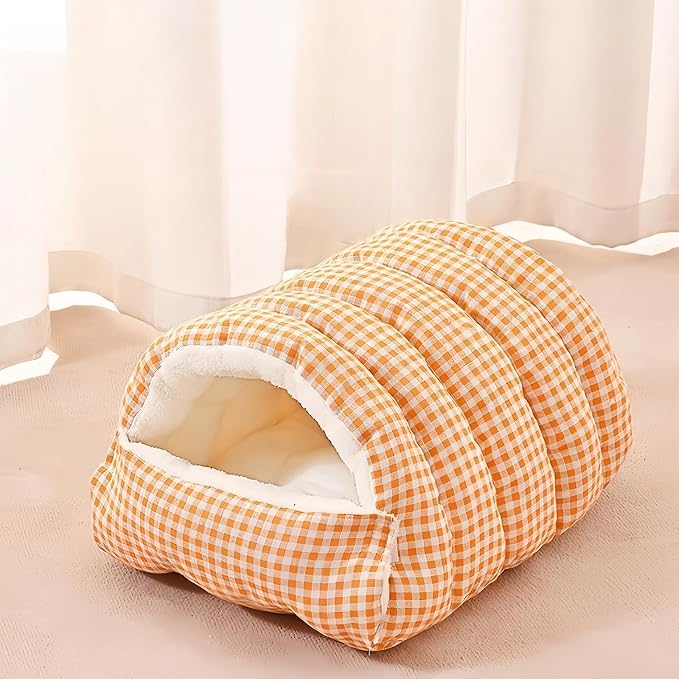 Peiiwdc Portable Enclosed Pet Bed Soft Hideaway with Cover Cave for Dog Cats Nest House Washable Stress Reducing Design Indoor Pet Bed