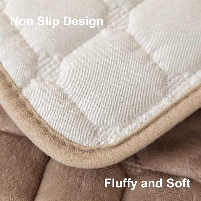 Velvet Washable Couch Cover for Pets Dogs, Non Slip Sectional Sofa Covers for 3 Cushion Couch Sofa L Sharped Sofa Arm Slipcover, Furniture Protector Covers(1 PCS 36"x36" Khaki)