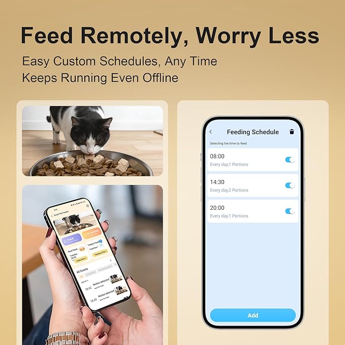 Automatic Cat Feeder with 2K Camera, 5G/2.4G WiFi 6.5L Smart Pet Feeder for Cat & Small Dog, Automatic Dog Feeder with Night Vision, 2-Way Audio, Motion Detection, Feeding Schedule & App Control