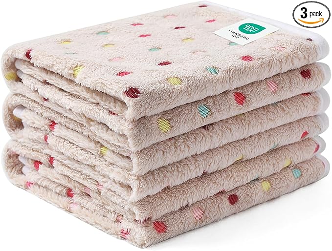 Luciphia 1 Pack 3 Blankets Super Soft Cute Dot Pattern Pet Blanket Flannel Throw for Dog Puppy Cat Small(23x16), Brown