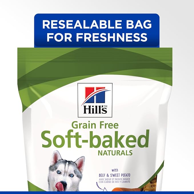 Hill's Grain Free Soft-Baked Naturals Dog Treats, Beef & Sweet Potato, 8 oz. Bag (Pack of 12)