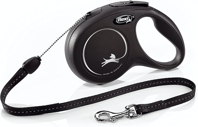 FLEXI Classic Cord Retractable Dog Leash for Small Dogs up to 33 lbs. – 26 ft., Black | Tangle-Free Cord Design with One-Handed Brake, Pause, Lock|German Quality Product
