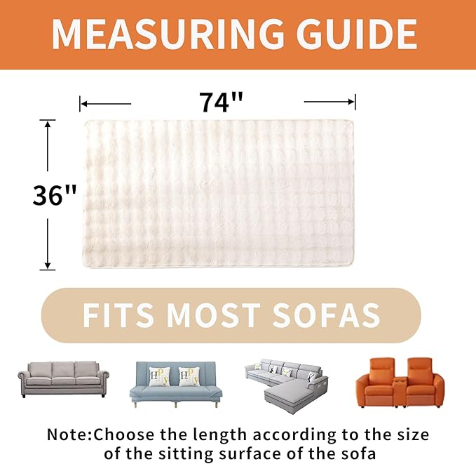 Waterproof Dog Bed Cover Non Slip Couch Covers for Dogs Washable Soft Faux Fur Sofa Cover Couch Covers for 3 Cushion Couch Sofa Pet Friendly (Off White)