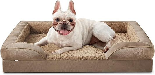 INVENHO Orthopedic Medium Dog Beds for Medium Dogs, Waterproof, Egg-Crate Foam Dog Couch Bed with Washable Removable Cover, Waterproof Lining and Nonskid Bottom