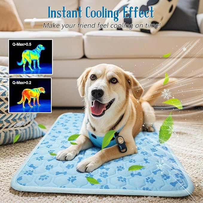Cooling Mat for Dogs, Q-Max>0.5 Reusable Washable Dog Cooling Pad, Non-Toxic Breathable Pet Cool Blanket, Portable Cooling Bed for Dogs Cats, Indoor Outdoor Summer Heat Relief, No Refrigeration Needed