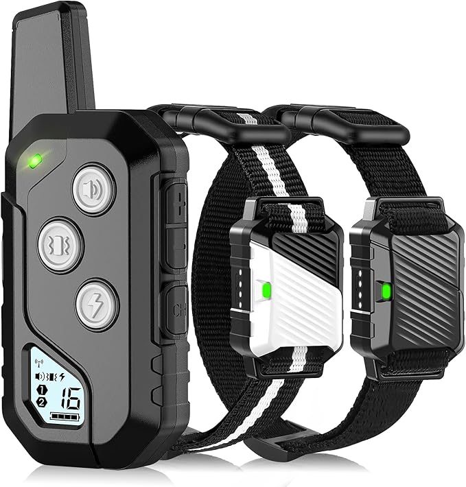 Shock Collar for Dogs, Dog Training Collar with Remote Control for 2 Dogs, 3 Training Modes with Beep, Vibration and Satic, Waterproof, Rechargeable for Large Medium