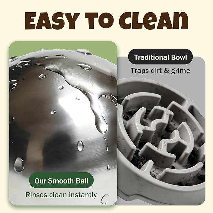 Dog Slow Feeder Ball, Dog Slow Feeders, Stainless Steel, Pet Slow Feeding Promotes Good Eating Habits, Small, Silver Tone