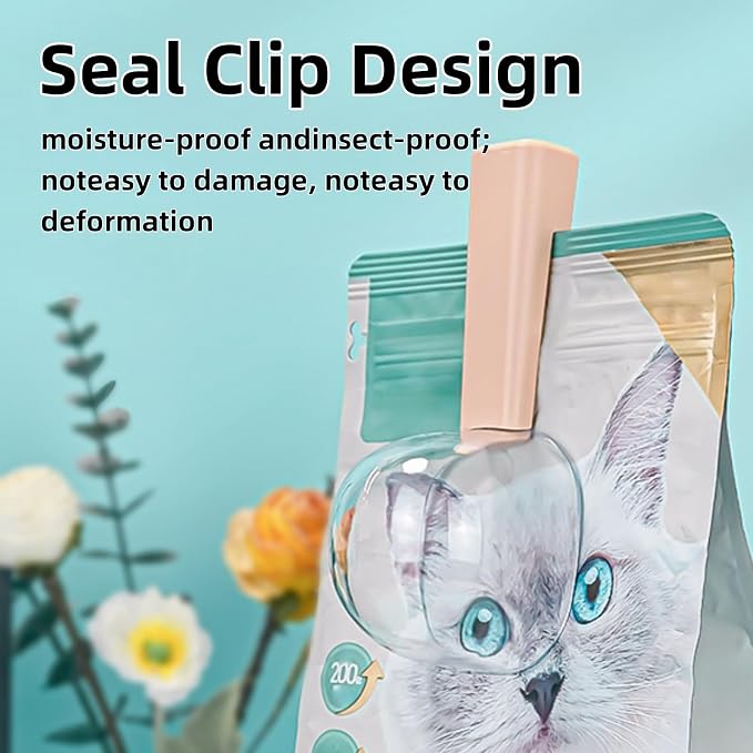 Food Scoop, Pet Cat Dog Food Cup Capacity Cat Food Scooper With Sealing Clip, Ice, Coffee Bean, Flour Scoop Black