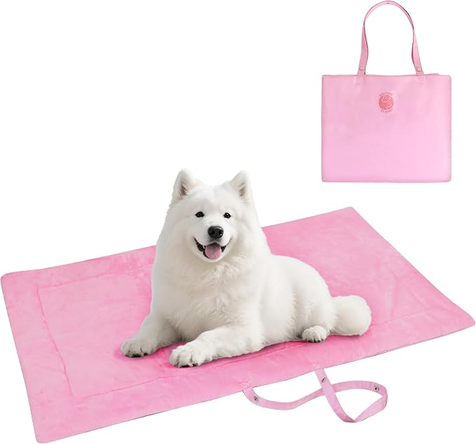 Kritter Planet Waterproof Foldable Dog Bed Pad for Camping & Travel, Portable Roll-Up Dog Bed Car Seat Pet Cushion Mat with Handles for Medium & Large Dogs, Indoor & Outdoor Use
