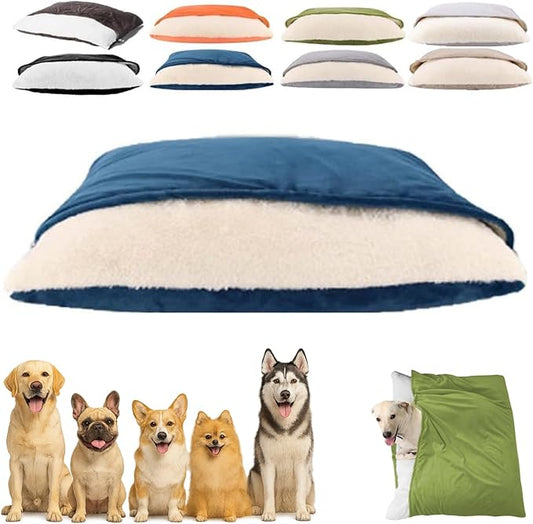 Snuggle Burrow Bed, SnuggleBurrow Removable Covered Burrow Dog Bed, Dachshund Bed Cave, Washable Indoor Pets Sleeping Bag for Small Medium Large Size Pet (Blue,Small)