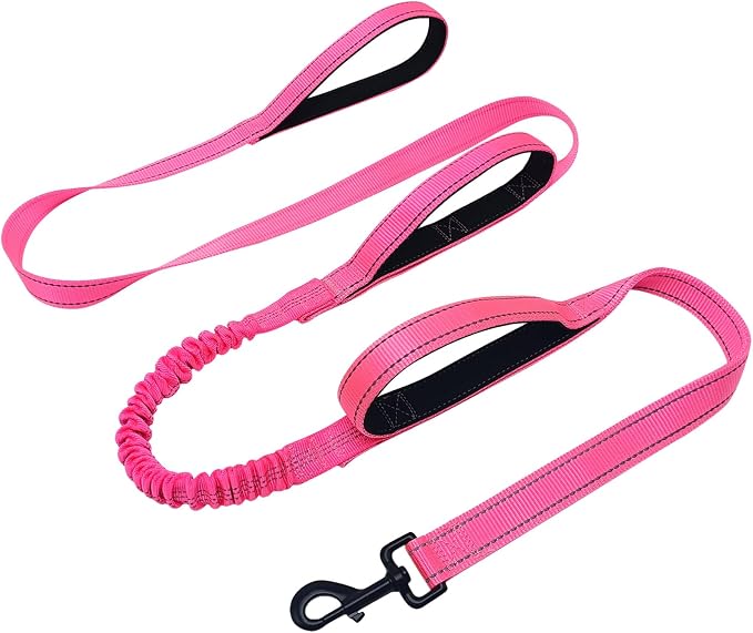 WYuZe 3 Handle Dog Leash for Medium Large Dogs, Bungee Dog Training Leash | 7FT, Reflective, Heavy Duty Nylon, Shock Absorbing, Triple Padded Traffic Handles, No Pull Walking Hiking