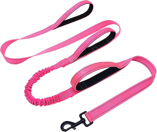 WYuZe 3 Handle Dog Leash for Medium Large Dogs, Bungee Dog Training Leash | 7FT, Reflective, Heavy Duty Nylon, Shock Absorbing, Triple Padded Traffic Handles, No Pull Walking Hiking