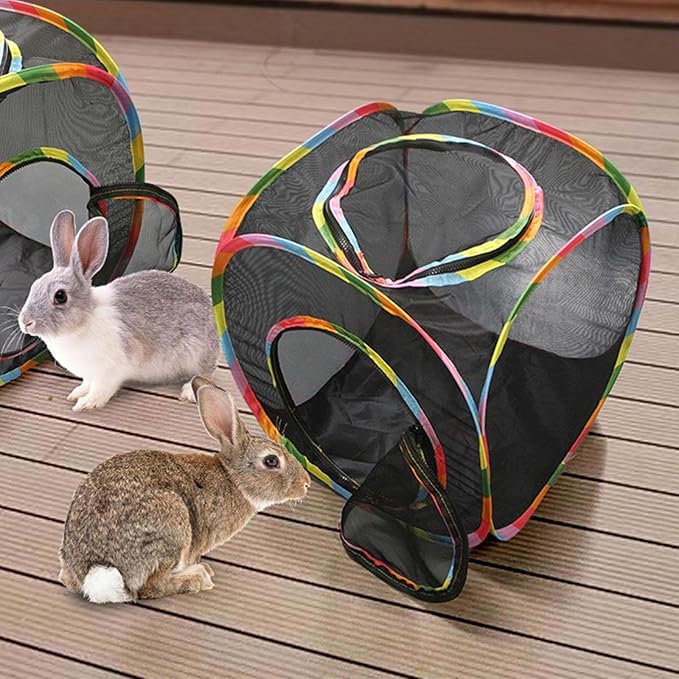 Cat Cube Tent, Rolling Cat Cube, Mesh Cube for Cats, Pet Play Cubic Outdoor, Folding Pop Open Pet Animal Playpen, Ventilated Pets Playhouse for Puppy Kitten Bunny (Black)