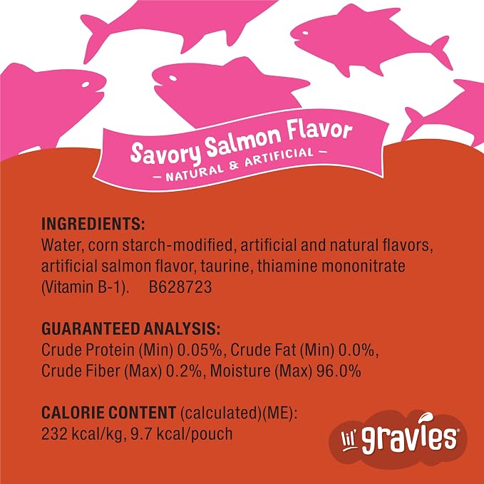 Friskies Purina Lil' Gravies Savory Salmon Flavor Cat Food Complement Lickable Cat Treats - 1.55 oz. Pouches,(Pack of 32)