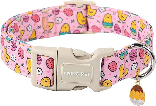 ARING PET Easter Dog Collar-Cute Adjustable Pink Chick Pet Collars Puppy Collar Gifts with Quick Release Buckle for Girl Boy Dogs-XS