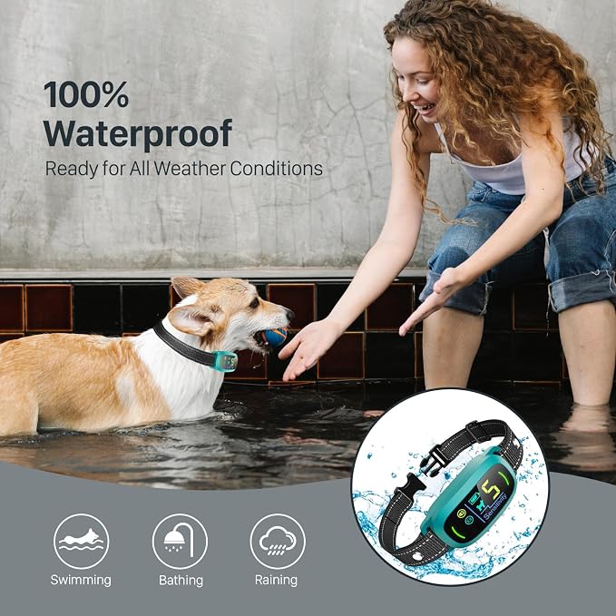 FAFAFROG Dog Bark Collar, Rechargeable Smart Collar, Anti Barking Training Collar with 5 Adjustable Sensitivity Beep Vibration, Bark Collar for Large Medium Small Dogs (Clear)