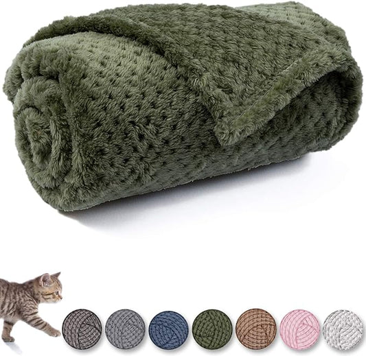 Dog Blanket or Cat Blanket or Pet Blanket, Warm Soft Fuzzy Blankets for Puppy, Small, Medium, Large Dogs or Kitten, Cats, Plush Fleece Throws for Bed, Couch, Sofa, Travel (L/40" x 48", Dark Green)