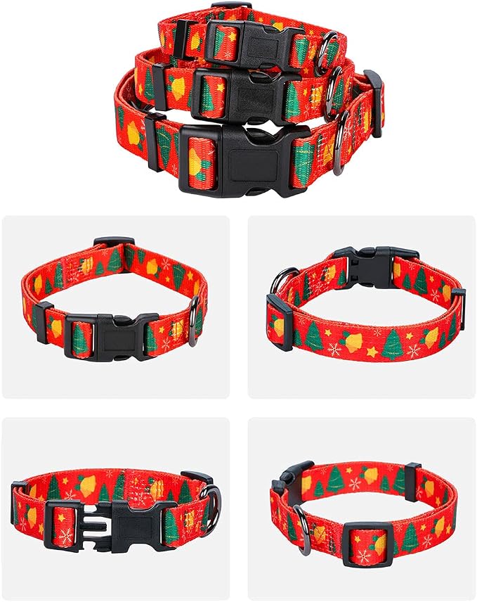 Holiday Christmas Festival Dog Collars M(Neck 13.1"-19", Width 3/4")