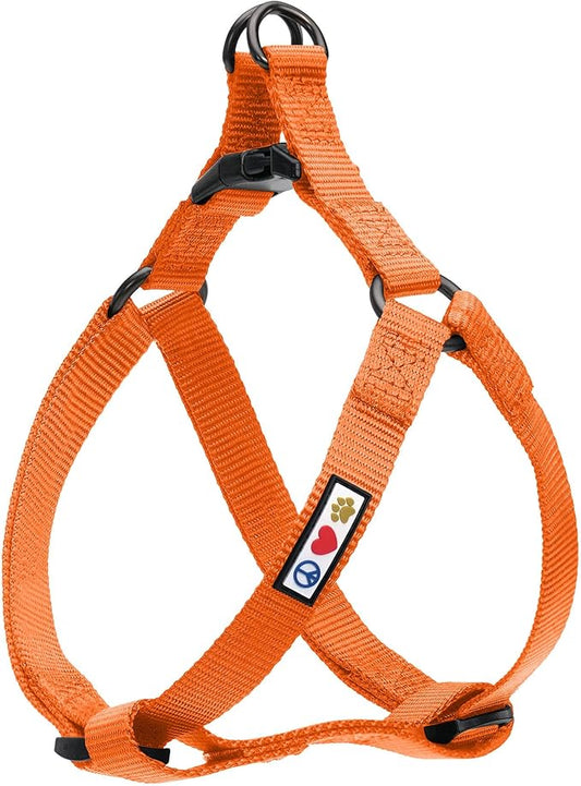 Pawtitas Solid Step-in Dog Harness – Adjustable No-Pull Vest for Puppies to Seniors, Safe & Comfortable L Orange