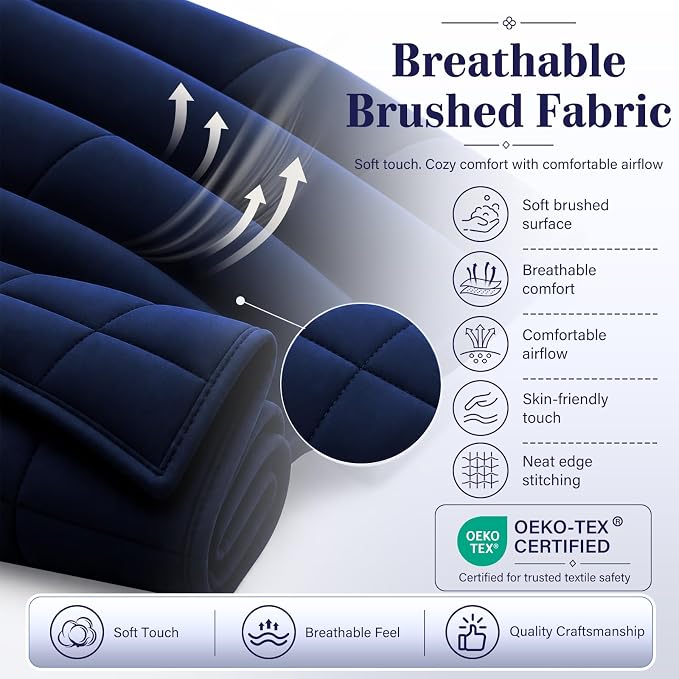 L'AGRATY Weighted Blanket - 60"x80" 17lbs Cooling Breathable Heavy Blanket Microfiber Material with Glass Beads for Adult All-Season Summer Fall Winter Soft Thick Comfort
