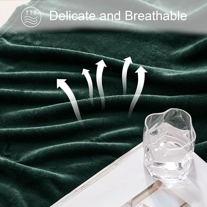 Exclusivo Mezcla Fleece Forest Green Throw Blanket for Couch, Sofa, Super Soft and Warm Blankets, All Season, Cozy, Plush, Lightweight, 50x60 Inches