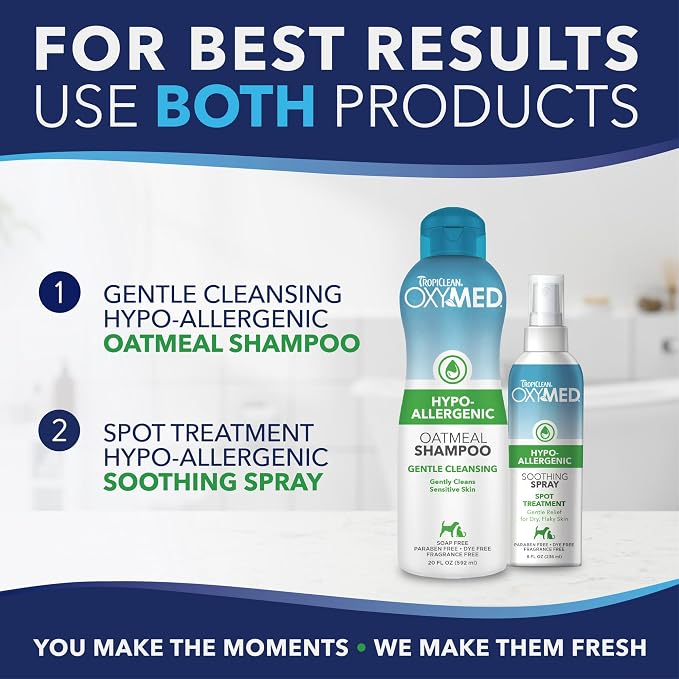 TropiClean OxyMed Hypoallergenic Hot Spot Treatment for Dogs, Dog Allergy Relief Spray, Gently Soothes Skin Irritation, Helps Alleviate Scratching, Chewing & Licking, Safe for Cats, 8oz.