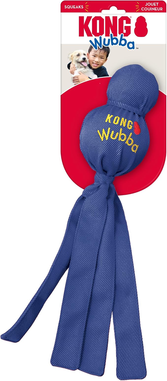 KONG Wubba Dog Toy 2 Pack – Durable Interactive Tug & Toss Toy with Reinforced Nylon, Floppy Tails for Fetch, Shake & Squeaky Play (Extra Large, 2 Pack)