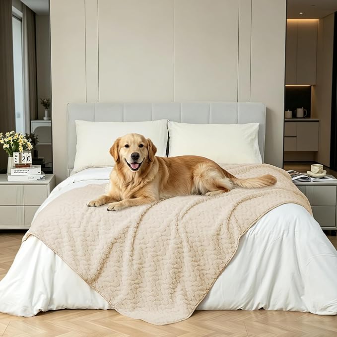Waterproof Dog Blanket Reversible, Leakproof Pet Blanket for Large Dogs, Soft Furniture Sofa Couch Cover Protector Washable, Fleece Cat Throw Bed, Reversible Washable Soft Plush