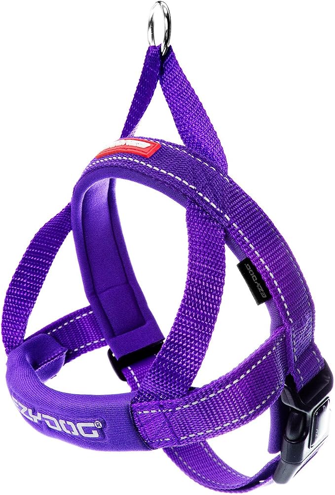 EzyDog Quick Fit Dog Harness – No Pull Harness for Training, Everyday Walking, and Easy Control - Adjustable Fit, Reflective, and Padded (Medium, Purple)