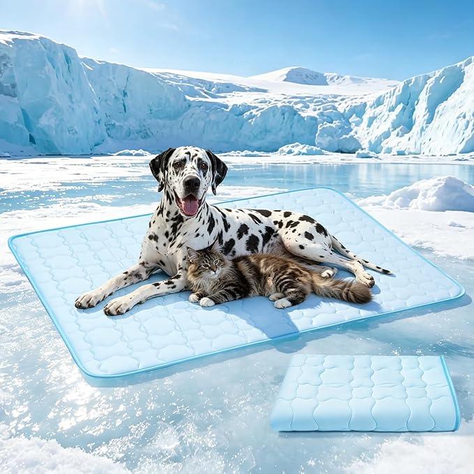 Mora Pets Dog Cooling Mat Pet Cooling Pad for Jumbo Dogs Q-Max>0.5, Breathable Washable Self Cool Dog Mat for Indoor Floors, Crate, Sofa & Outdoor Use, Non Gel Summer Ice Silk Cold Pad XXL 58x39