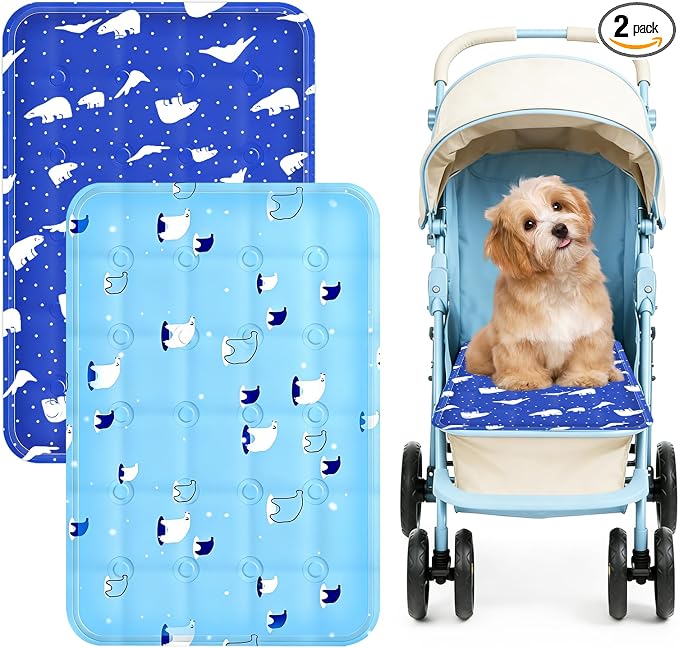 2Pcs Dog Stroller Cooling Mat for Pet Stroller Outdoor Pet Cooling Mat Waterproof Cooling Pad for Small Cat Puppy,Colorful