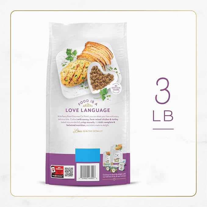 Purina Fancy Feast Dry Cat Food with Savory Farm-Raised Chicken and Turkey - 3 lb. Bag
