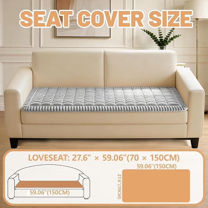 Waterproof Couch Cover for Dogs Washable,Non Slip Fuzzy Durable Couch Covers for 3 Cushion Sofa Pet Friendly Sofa Cover Dog Thick Soft Slipcovers Protector Couches Mat Bed (Light Grey, 27.6" x 59.06")