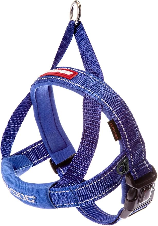 EzyDog Quick Fit Dog Harness – No Pull Harness for Training, Everyday Walking, and Easy Control - Adjustable Fit, Reflective, and Padded (Medium, Blue)