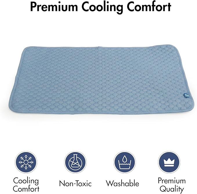 Spark Paws Cooling Mat for Dogs - Self Cooling Dog Mat & Pet Cooling Pad for Large, Medium & Small Dogs - Non-Toxic, Non-Gel Washable Cooling Bed - Ash Blue - Size 2XL