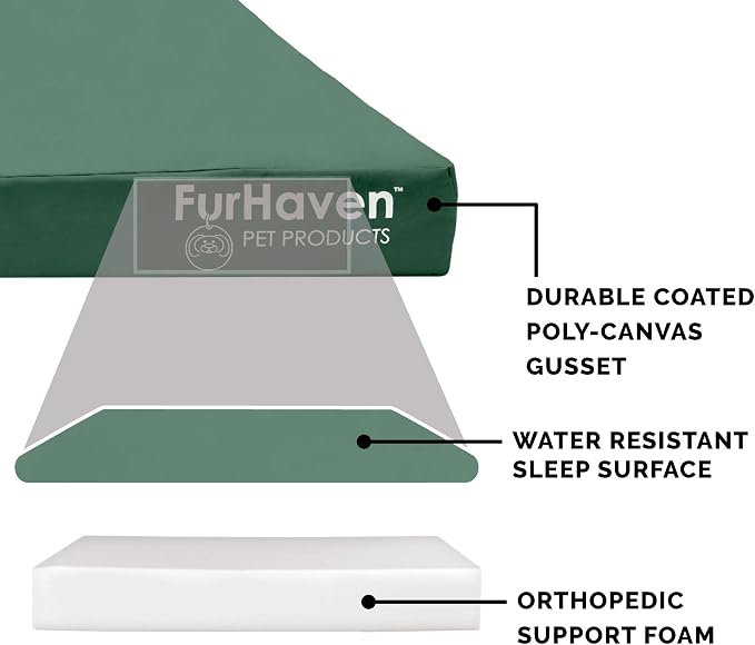 Furhaven Water-Resistant Orthopedic Dog Bed for Large Dogs w/ Removable Washable Cover, For Dogs Up to 125 lbs - Indoor/Outdoor Logo Print Oxford Polycanvas Mattress - Forest, Jumbo Plus/XXL