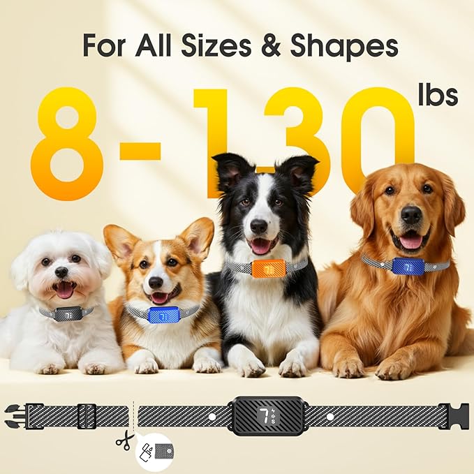 Dog Bark Collar for Large Medium Small Dogs, Effective No-Bark Collar, Smart Barking Collar, Rechargeable Bark Collar with 7 Sensitivity, 3 Modes, Waterproof, Onyx Black