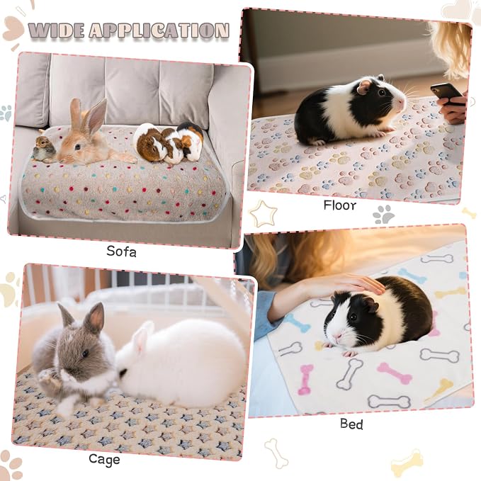 6 Pack Guinea Pig Cage Liner, Washable Guinea Pig Fleece Blankets Beding Accessories, Flannel Throw Warm Sleep Mat, Pet Pee Pads for Small Animal Hamster Rabbit Puppy Cat (Dark Color, 30x20 Inch)