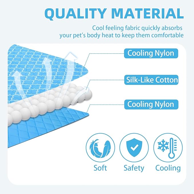 PUPTECK Dog Cooling Mat for Medium Large Dogs, Blanket for Kennels Crate Floor, Pets Cooling Pad, Dog Cat Summer Sleeping Outside, Sky Blue Large 28"x40"