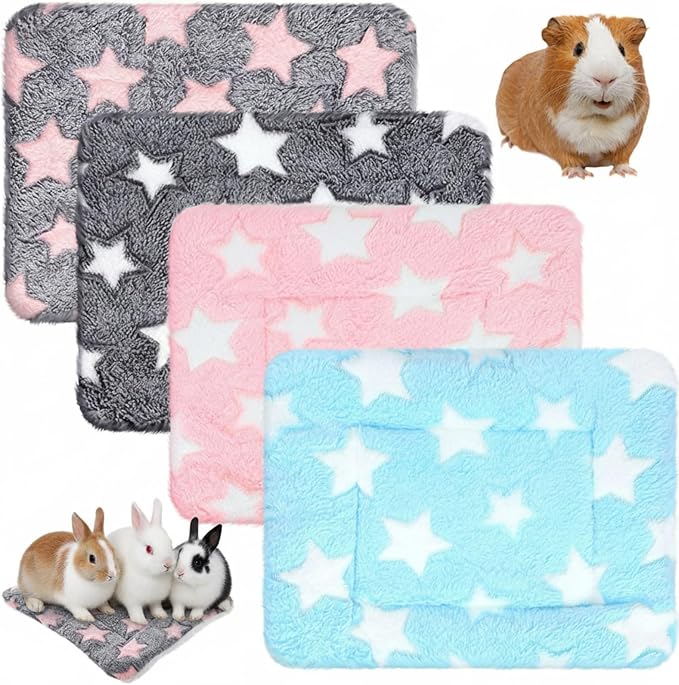 Jetec 4 Pcs Guinea Pig Pee Pads Washable 10 x 11 Inch Guinea Pig Bed Pads Plush Small Animal Beds for Indoor Rabbit Hamster Squirrel Hedgehog Chinchilla Ferret