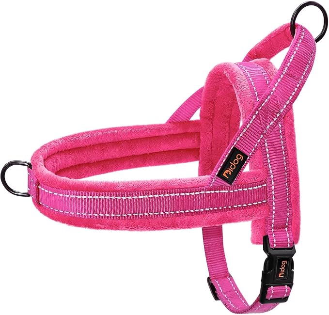 Didog Soft Flannel Padded Dog Vest Harness, No Pull/Quick Fit Reflective Dog Strap Harness, Easy for Training Walking (S:Chest 18-22", Hot Pink)